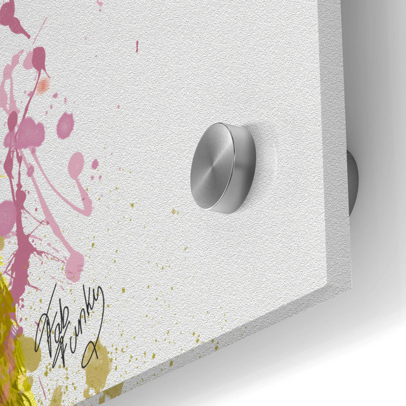 «Rainbow Splash Rabbit 2, Portrait» par Fab Funky, art mural en verre acrylique, H 36 po x l 24 po x P 0,2 po