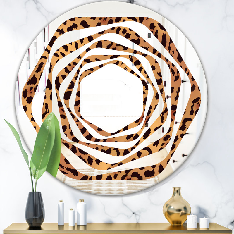 Miroir mural Whirl Foliage Coastal, H 23,6 po x l 23,6 po, Tourbillon de fourrure léopard safari III