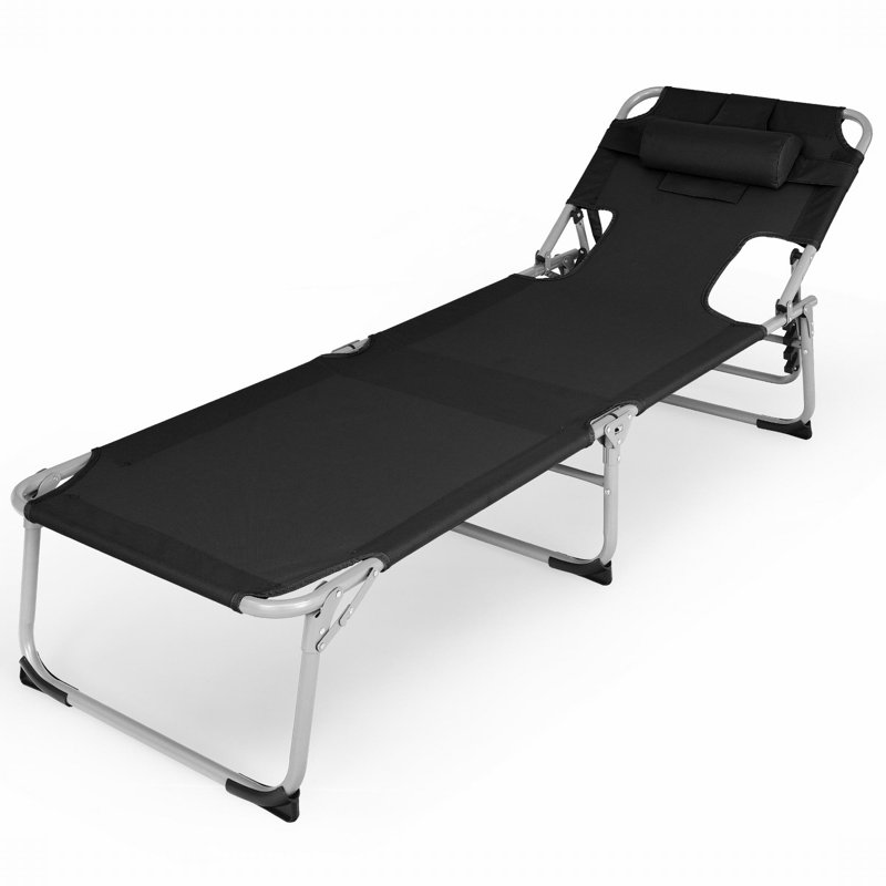 Jayeden Outdoor Chaise Lounge, Black