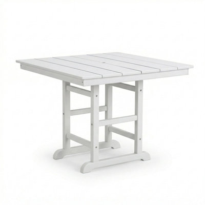Table de patio pliante en PEHD blanche, table de salle à manger d'extérieur toutes saisons 37,8 po