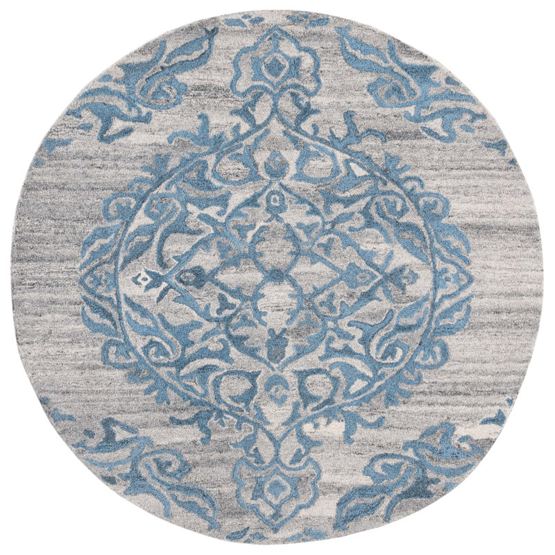Tapis à motif floral touffeté à la main Kaitlind, Rond 6 pi