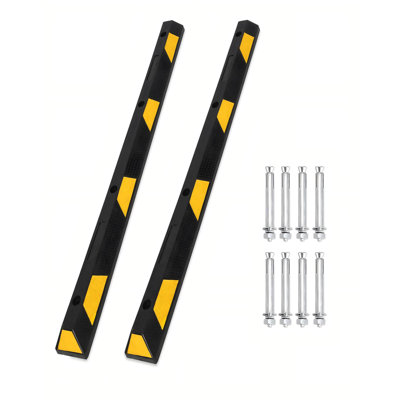 Qeetex 72 Inch Rubber Parking Curb with Reflective Strips, 2 Packs Wheel Stop for Driveway, 22000lbs Capacity