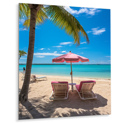 Chaises de plage rose plage - art mural nautique et plage en métal