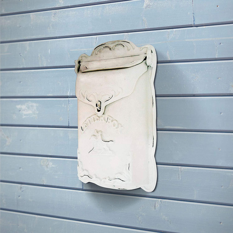 Cara Antique White Cast Iron Lockable Wall Mounted Mailbox
