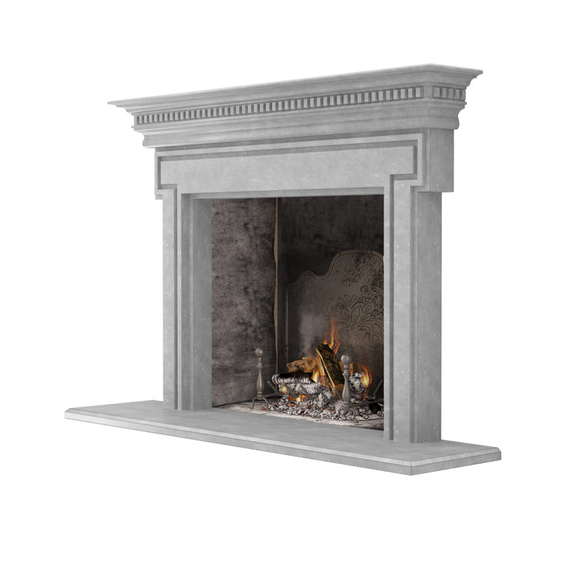 Saint Denis Fireplace Surround, Travertine Gray