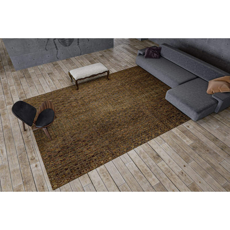 Metronome Wool Southwestern Area Rug in Brown/Red, Rectangle 9' x 12'