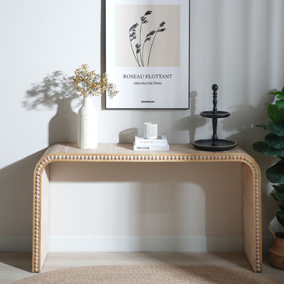 Console, table d'entrée de 59 po, table de style cascade courbée, console avec perles en bois, table d'entrée