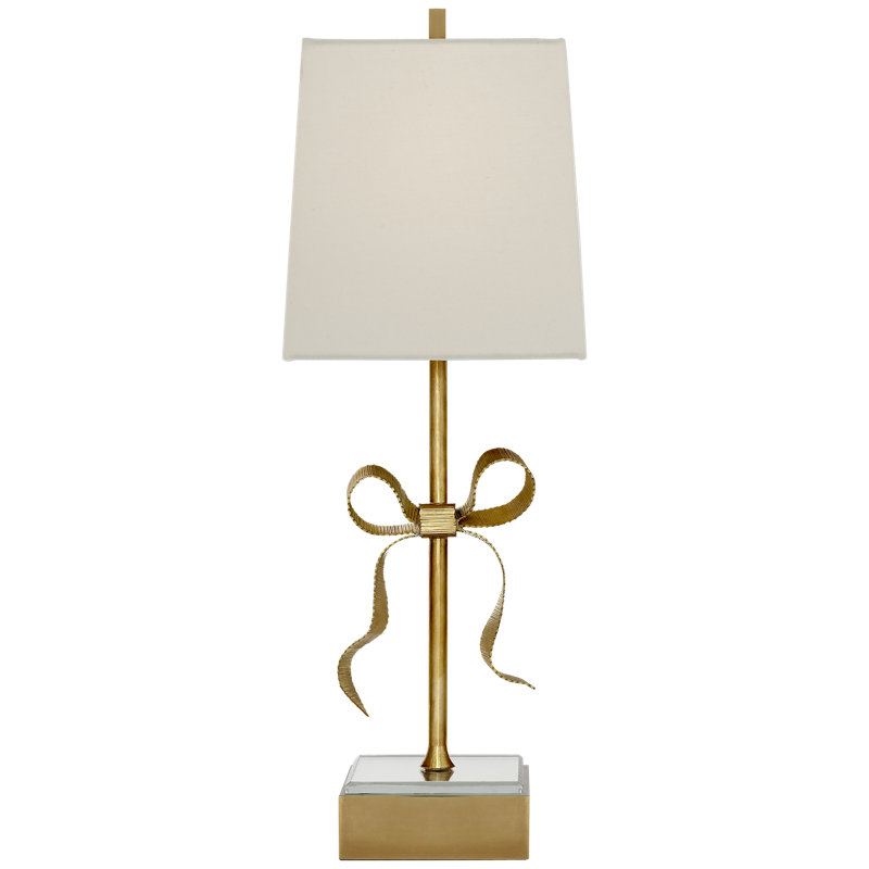 kate spade new york Ellery Gros-Grain Bow Table Lamp, Soft Brass, Cream