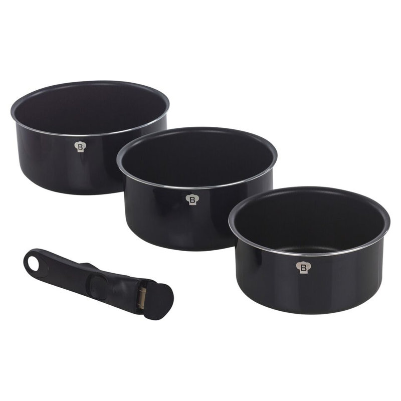 3 - Piece Non-Stick Aluminum Cookware Set, Matt Black