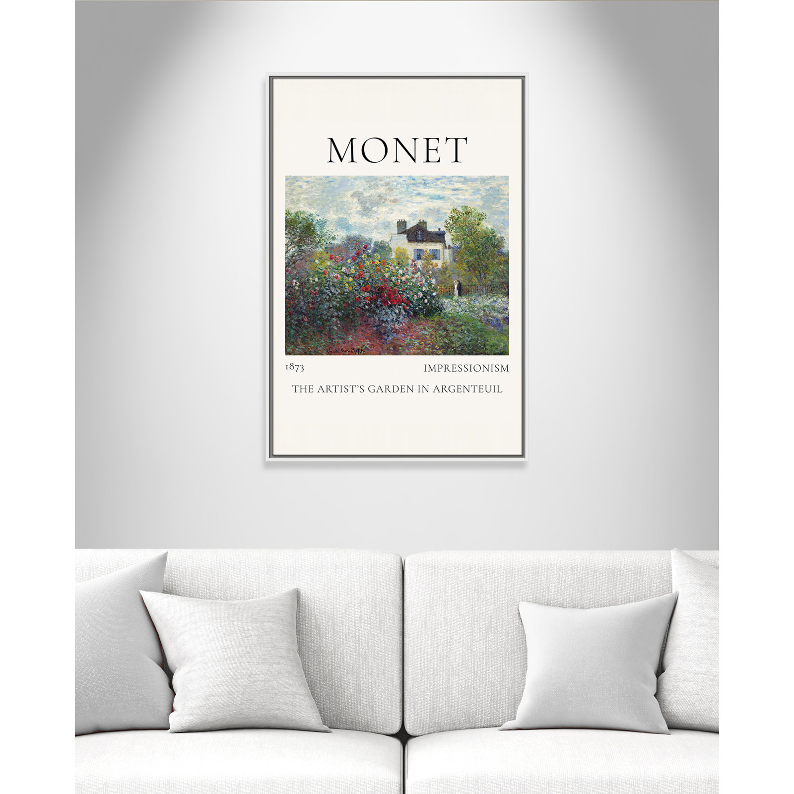 Rocchetto "Artists Garden in Argenteuil" Print, White Floater Frame, No, 37.5" H x 25.5" W x 2" D