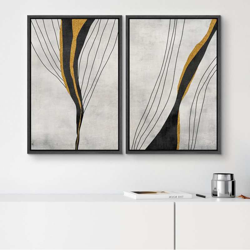 Motif géométrique géométrique abstrait, art numérique, art moderne, bohème calme / zen sur toile, 2 pièces
