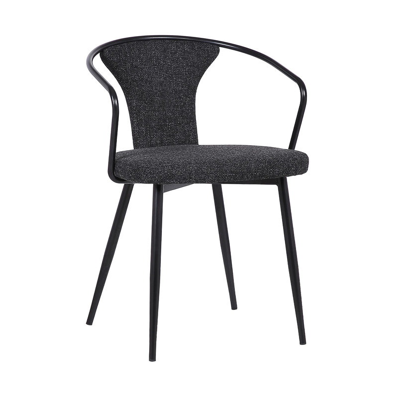 Chaise de salle à manger Francis en finition thermolaquée noire et tissu noir Francis