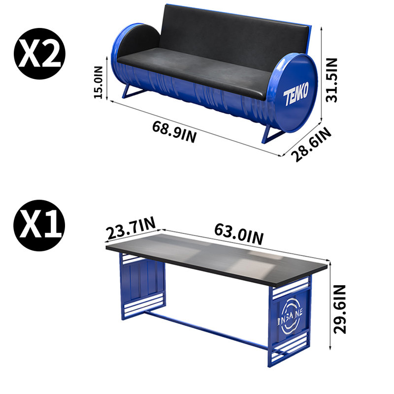 Ensemble de table et chaises de style industriel