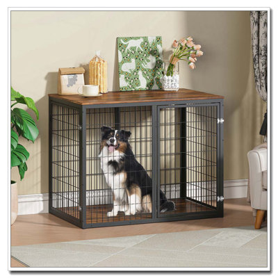 Cage pour chien de style mobilier avec 3 portes pour chiens de grande et moyenne taille