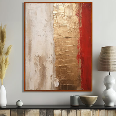 Full Moon Redemption Abstract Gold And Red I - Abstract Painting Wall Art