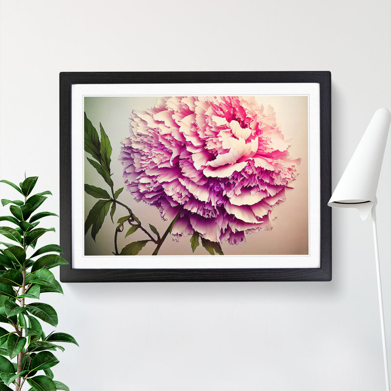Joyous Peony Flower - Framed Print, Black, 46cm H x 64cm W x 2cm D