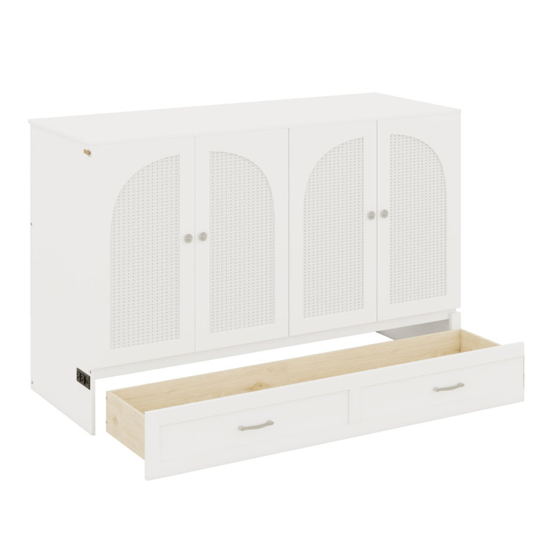 Murphy Bed With Drawers, White