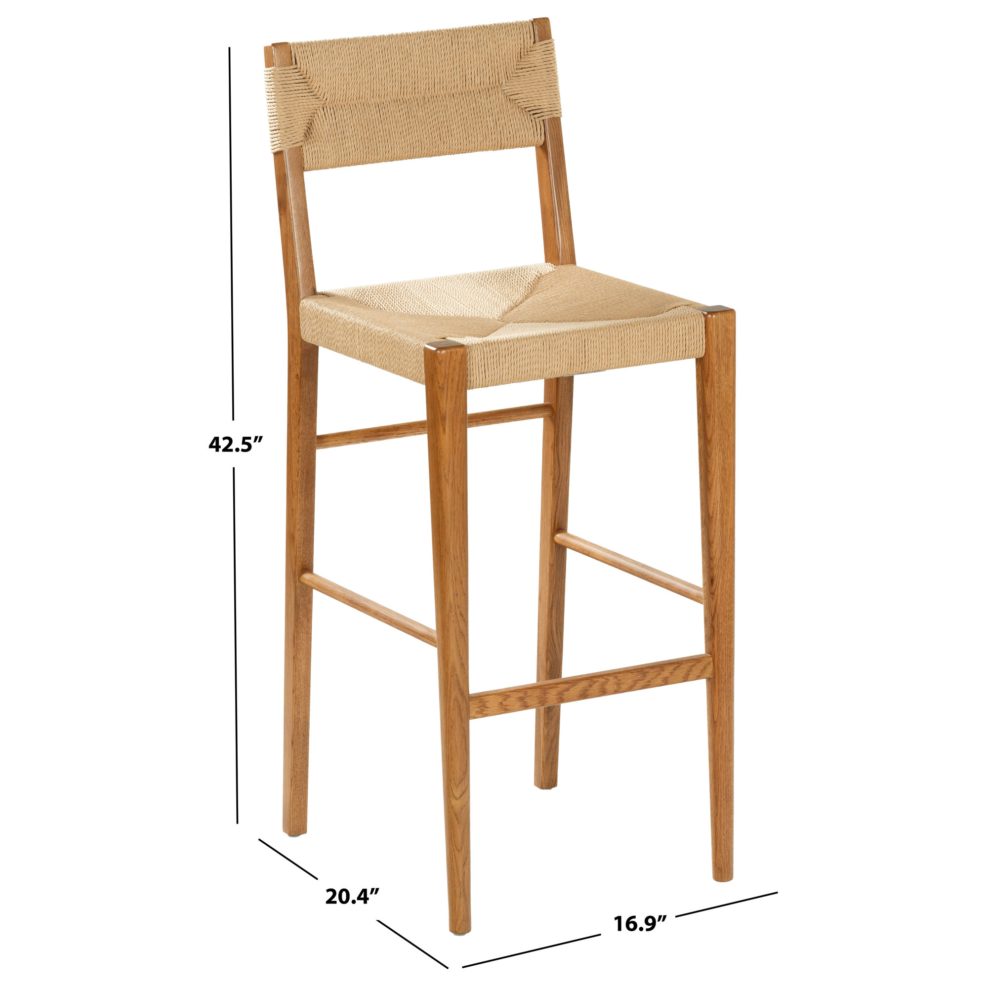 Cody Rattan Counter Stool, Bar Stool (29.7” Seat Height), Natural