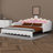 Twin Extending Modern Upholstered Princess Daybed With Crown Headboard And LED Lights-96171105