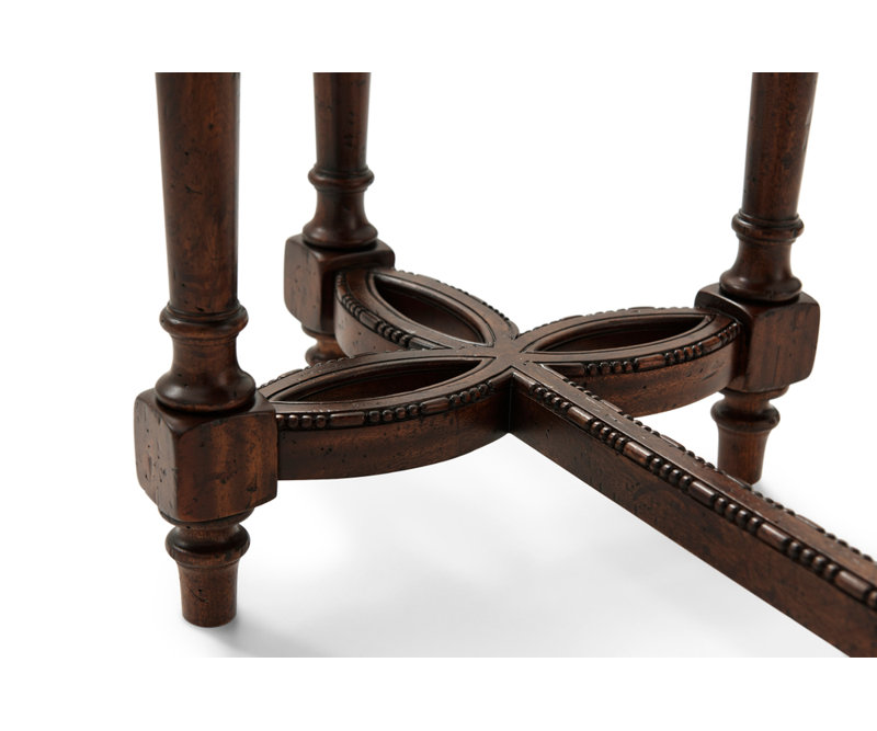 Lord Spencer Rustic Oak Oval Console Table with Floral Trefoil Stretcher