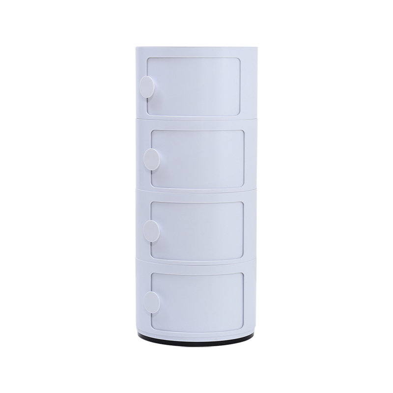 Kiyomi Tray Top Drum End Table, 76" H x 32" W x 32" D, White