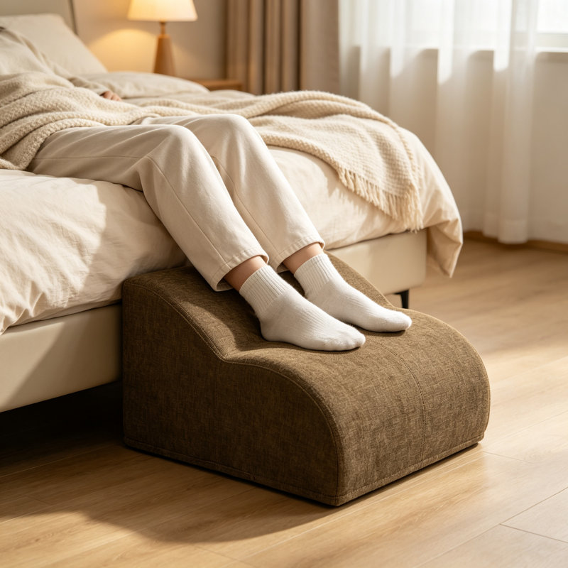 Repose-pieds ergonomique en mousse à mémoire de forme, antidérapant et conçu pour soulager les douleurs au dos et aux hanches. Idéal sous le bureau. Sa forme courbée et ses bords courbés assurent une protection optimale contre les maux de dos et les hanches.