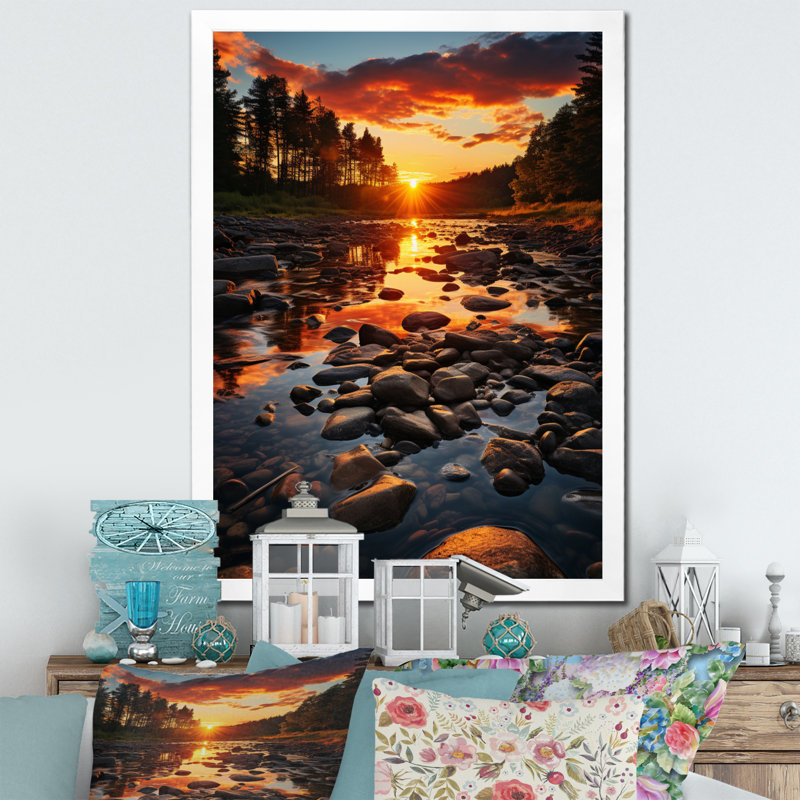 «Kentucky Landscape River - Kentucky», reproduction sur toile, H 32 po x l 24 po x P 1 po, Cadre photo blanc
