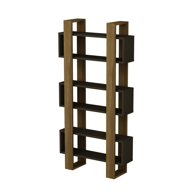 Westview 160cm H x 80cm W Standard Bookcase, Walnut Brown, Grey
