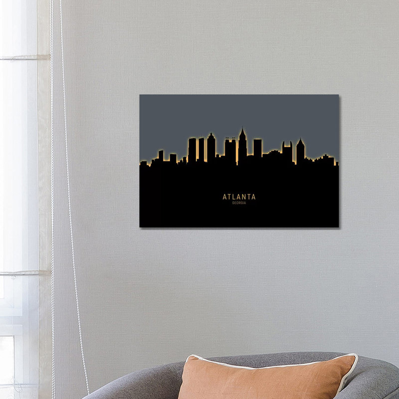 Atlanta Georgia Skyline Glow Orange by Michael Tompsett - 1 Piece Wall Art on Canvas, 45.72cm H x 66.04cm W x 3.81cm D