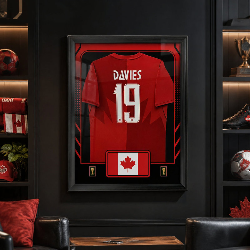 Alphonso Davies Framed 25.75 x 33.75 FIFA World Cup 2026 Canada Official Home Stadium Replica Nike Jersey
