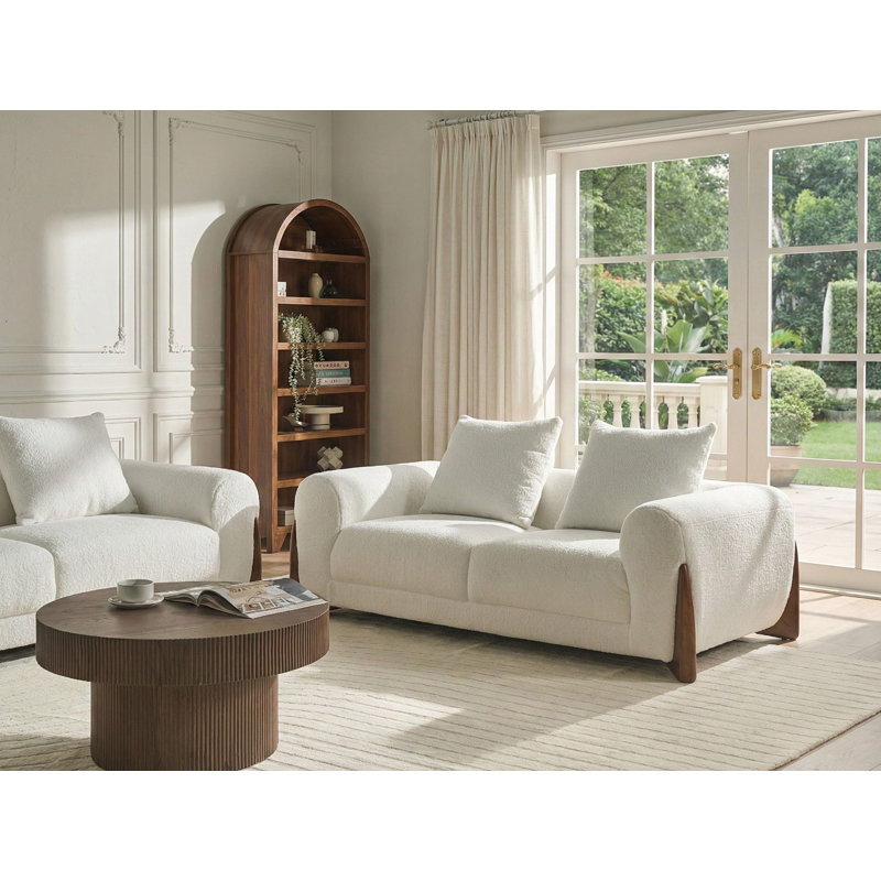 Tavin 3 - Piece Living Room Set, White Boucle