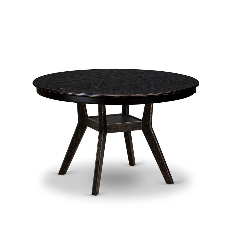 Mid-century Kitchen Table with Acacia Wood Round Tabletop and Stylish Pedestal Base, 48" H x 30" L x 48" W