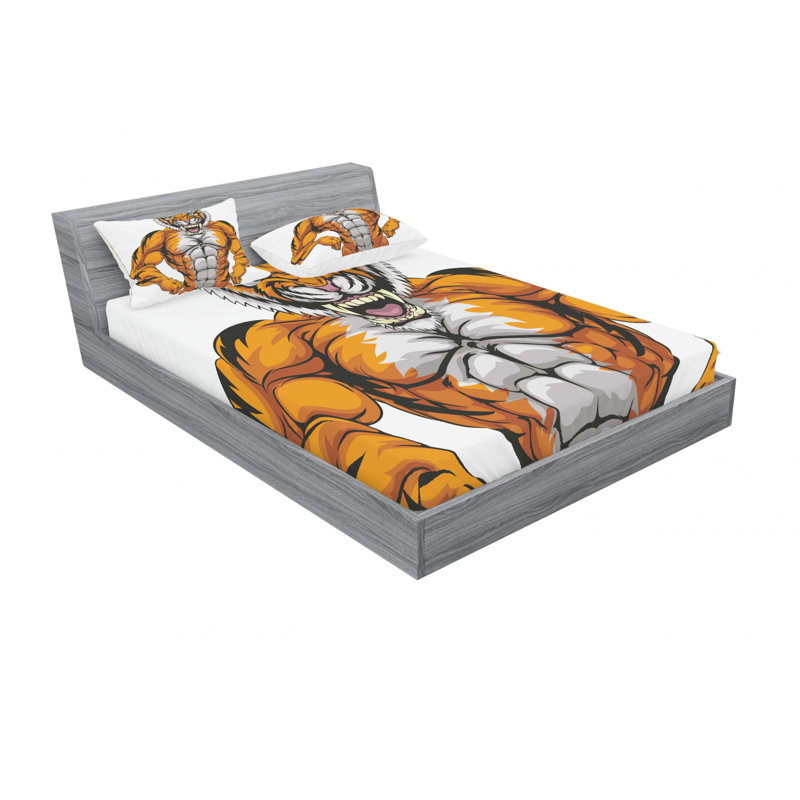 Ensemble de draps tiger safari, Ensemble de drap pour grand lit avec drap-housse