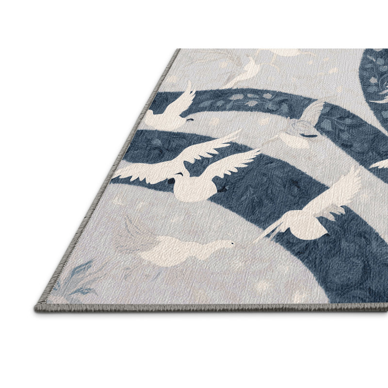 Machine Washable Gray Area Rug, Rectangle 4' x 6'