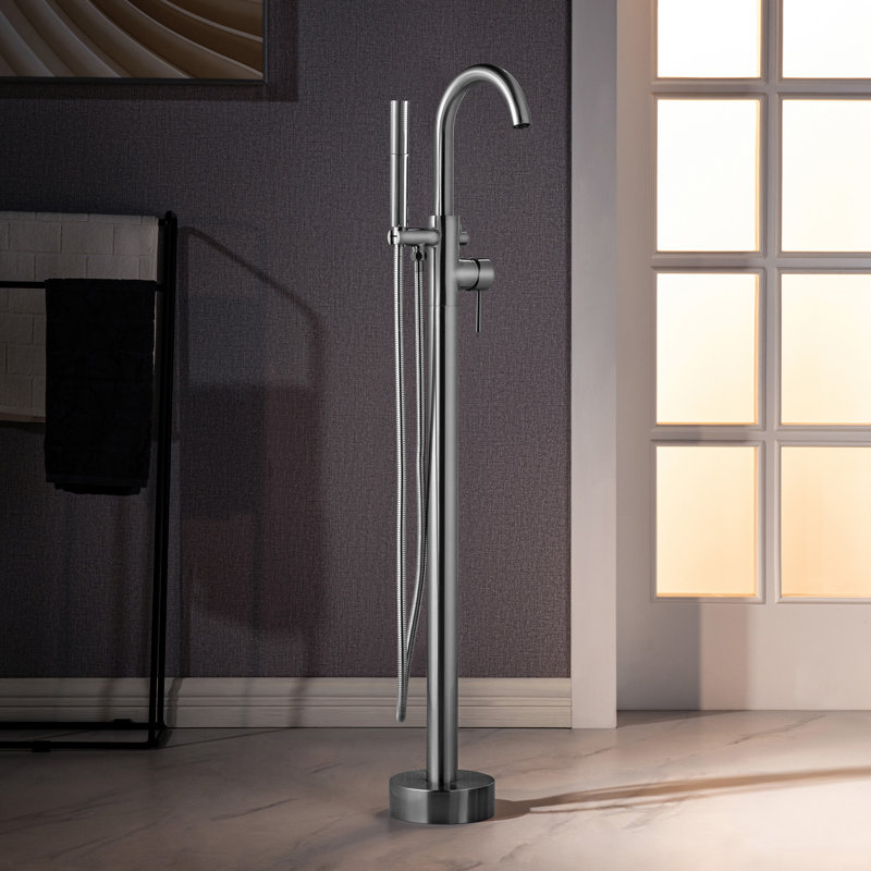 Ember 1 Handle Freestanding Tub Filler with Diverter, Polished Chrome