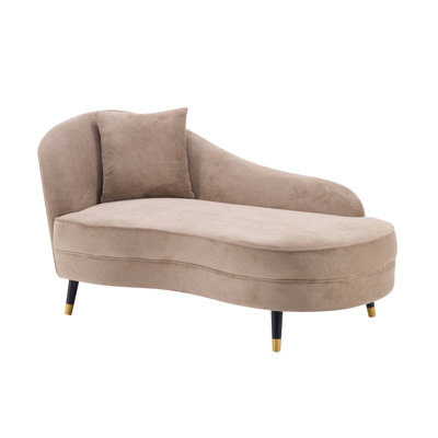 Montclair Mid-Century Modern Curved Upholstered Chaise Lounge with Lumbar Pillow by George Oliver