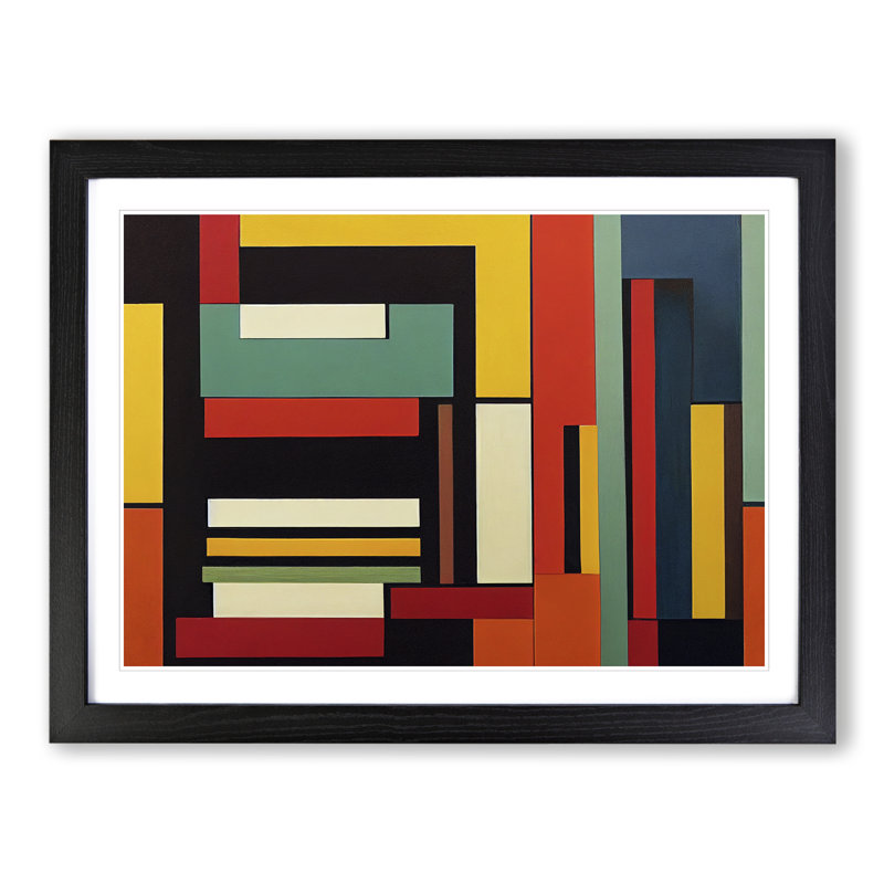 Ideal Modern Abstract - Single Picture Frame Print, Black, 46cm H x 64cm W x 2cm D