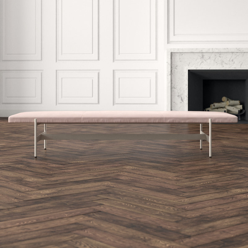 Daybench Leather Dining Bench, Putty, Blush, 14" H x 75" W x 24" D