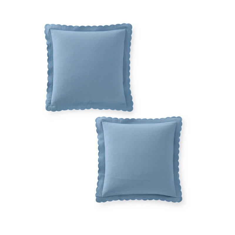 Martha Stewart Signature Scallop 2 Piece Euro Sham Set, Blue