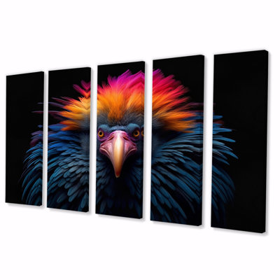 Colourful Tropical Bird Nature Photography - Animals Bird Canvas Wall Art - 5 Equal Panels