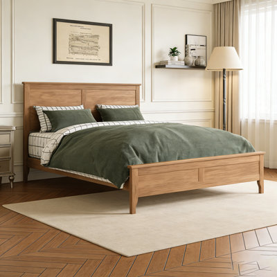 Lit plateforme moderne en bois massif avec lattes en bois robustes, sans sommier tapissier