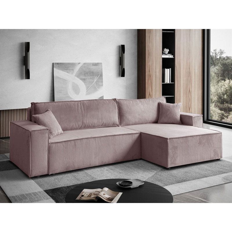 Raaya 4 Seater Corduroy Sofa Bed, Pink