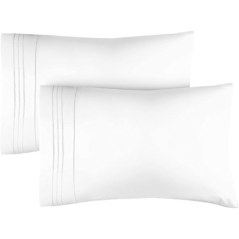 Hotel Quality Microfiber Pillowcases Set of 2 – Ultra Soft, Breathable, Cooling Pillowcase Covers (Queen/King), White, King