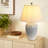 Modern Ceramic Table Lamp with Linen Shade, Blue Gradient Vase Bedside Lamp 26.3” Tall