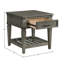 Table de bout Harpersfield Foundry de 24 po de largeur avec tiroir et tablette, étain brossé
