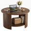 Table basse ronde en bois massif cannelé 31,5 "avec rangement ouvert, table de ferme moderne pour petits salons-1626167490
