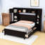 Lit double en bois 4 tiroirs avec armoires et tablettes-1846564721