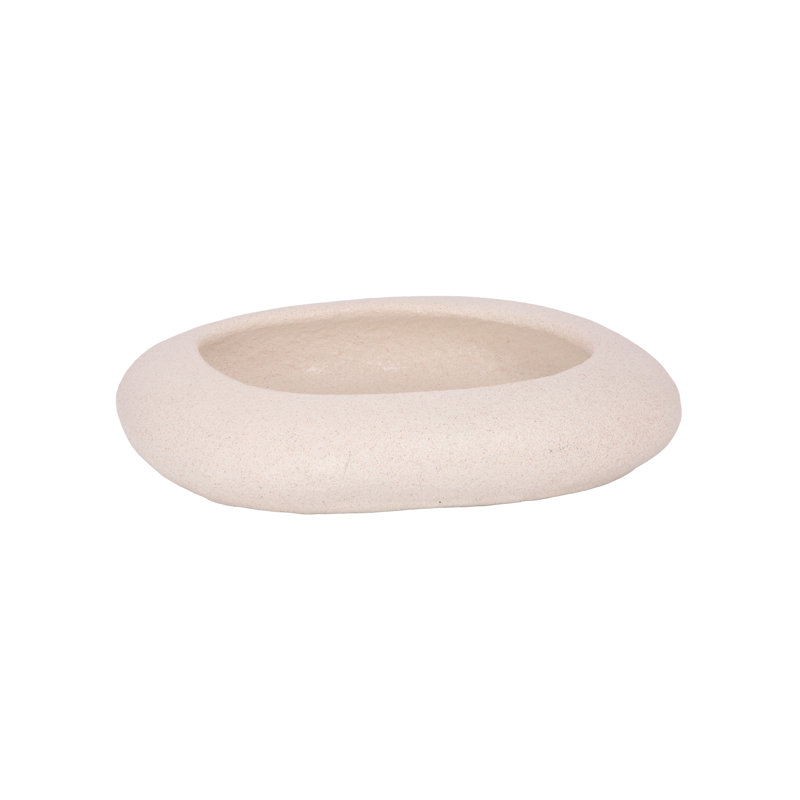 Bol en polyrésine crème, H 3,75 po x l 16 po x P 16,5 po