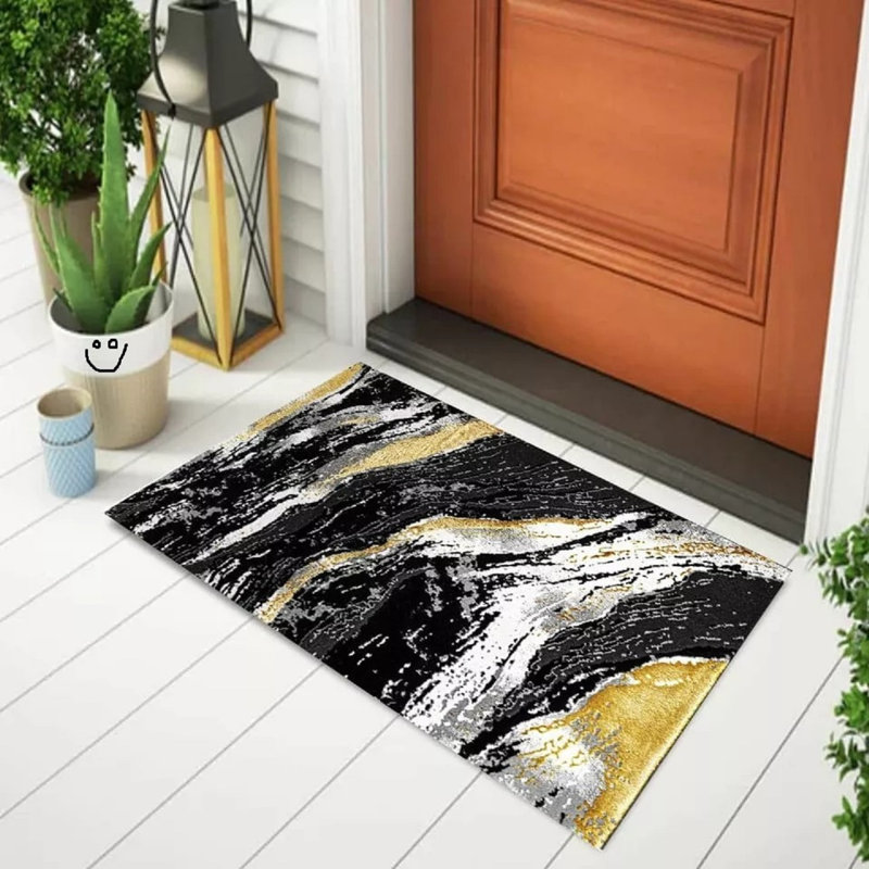 Abstract Shag Area Rug, Rectangle 60 x 110 cm