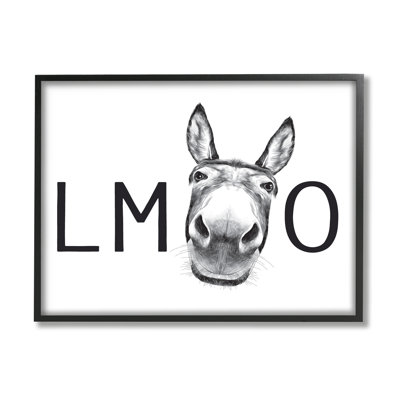 «LMAO Donkey Amusing Mon monochrome Casual Animal Humor», art texturé giclée par lettres et lignes